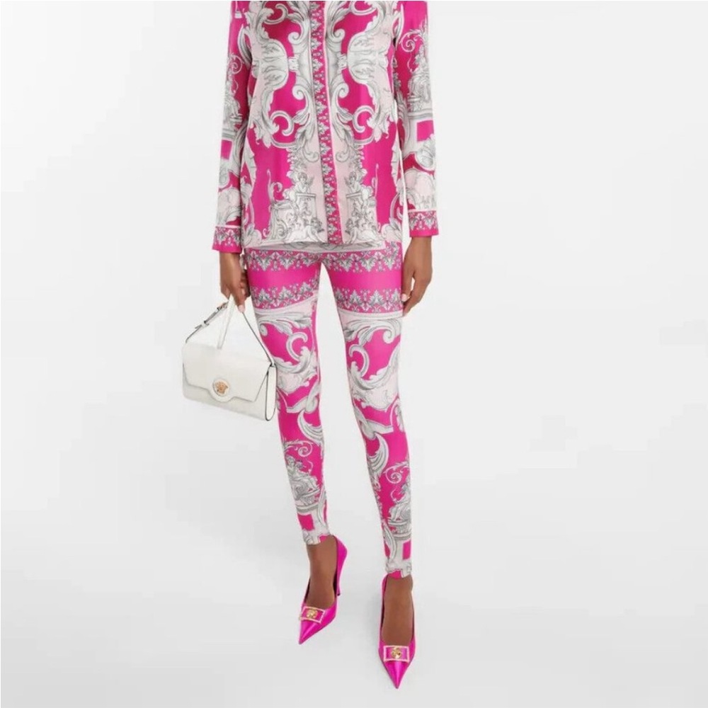 Versace silver Baroque leggings